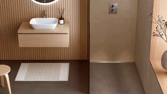 Geberit CleanLine -suihkukouru sopii täydellisesti avoimiin suihkutiloihin