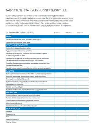 Tarkistuslista kylpyhuoneremontille