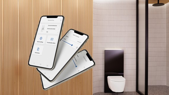 Geberit Home – uuden Geberit Monolith Plus -säiliömoduulin hallinnointiin (© Geberit)