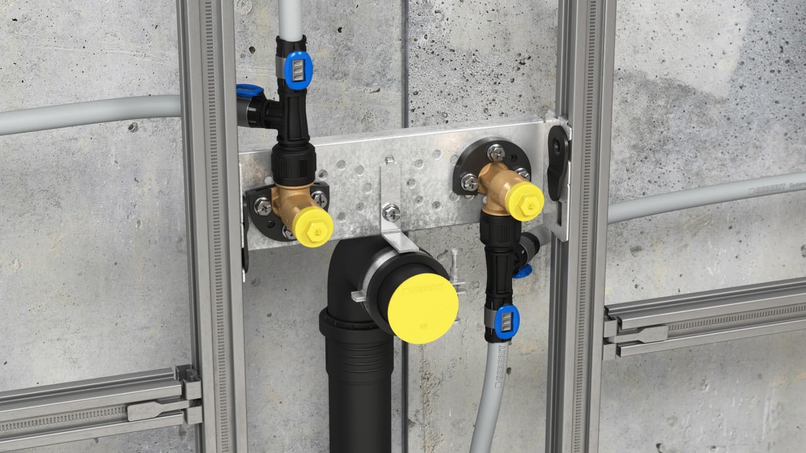 FlowFit-liitos MasterFixillä pesuallaselementtiin FlowFit-liitos MasterFixillä pesuallaselementtiin